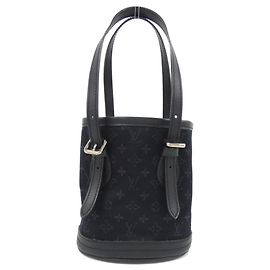 Louis Vuitton Monogram Satin Little Bucket Handtasche Schwarz