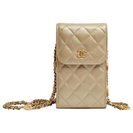 Chanel Métiers d'Art 2023 Dakar Bolsa de Ombro Couro Dourado Dourado