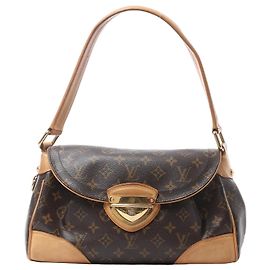 Bolsa de ombro Louis Vuitton Beverly MM em canvas Monogram marrom M40121 Bege