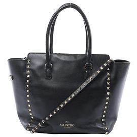 Bolsa 2Way de couro Rockstud Valentino Garavani preto Preto