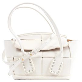 Bolsa de mão 2Way em couro Maxi Intrecciato Arco Mini Bottega Veneta branco Branco