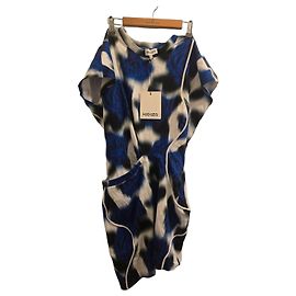 Robe Kenzo imprimée fleurs bleu et blanc Blanc Bleu Autre