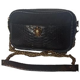Claris Virot Mala Lily Noir em Couro de Python Preto