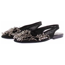 Dries Van Noten Ballerines en cuir perlées Noires 38 Noir