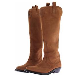 Botas cowboy Ganni Santiags de ante color camel Camello