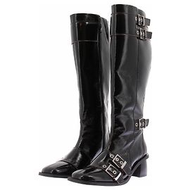 Ganni Bottes en cuir verni noir Black