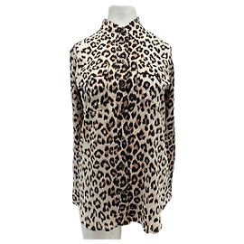 Camicia Equipment Leopardata in Seta Marrone XS Marrone