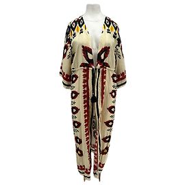 Autre Marque RAFFAELA D'ANGELO Patterned Linen Kimono Red Red