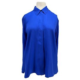 DMN Blaues Seidenhemd Blau