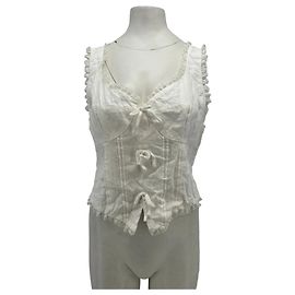 Top de linho branco Reformation Branco