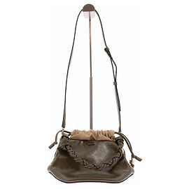 Ganni Khaki Leather Handbag Khaki
