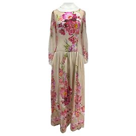 Alberta Ferretti Blumenkleid aus rosa Seide Pink