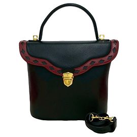 YVES SAINT LAURENT Borsa a tracolla 2-Way in pelle con intagli Nero Rosso