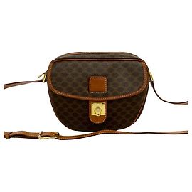 Céline Mini borsa a tracolla in pelle Celine Vintage Macadam Blazon Triomphe Logo Marrone