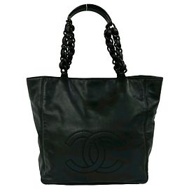 Chanel Coco Mark Lambskin Leather Handbag Black