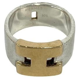 Anello Hermès Hercules in Argento e Oro Giallo 18K Argento D'oro