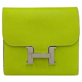 Hermès Hermes Constance Compact Veau Epsom Leather Bi-fold Wallet Green