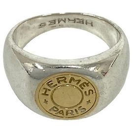 Hermès Anello Sellier Hermes Argento D'oro