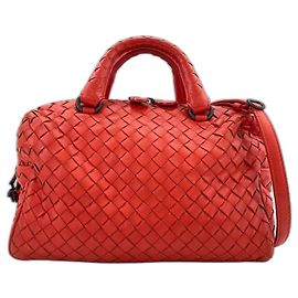 Bottega Veneta Red Leather Intrecciato Handbag Red