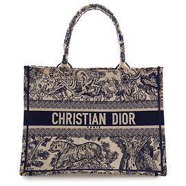 Dior Blue Medium Canvas Embroidered Reverse Dioriviera Toile De Jouy Book Tote Blue Navy blue