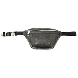 Gucci Black GG Embossed Perforated Leather Belt Bag Black
