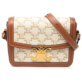 Céline Bolsa transversal Celine Teen Triomphe em canvas revestido e pele de vitelo branco Branco