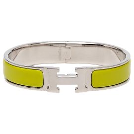 Hermès Yellow Narrow Enamel Clic H Bracelet GM Other Yellow