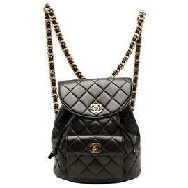 Chanel Black Medium Quilted Lambskin Duma Backpack Black