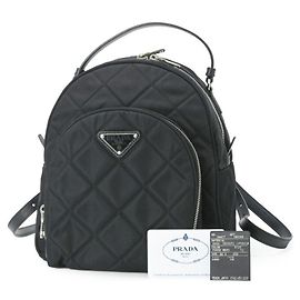 Prada Triangle Backpack for Women Black White Other