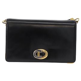 Bolsa de ombro Christian Dior CD em couro Preto