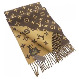 Châle en cachemire Monogram Louis Vuitton Marron Beige
