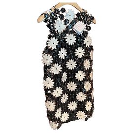 Robe Paco Rabanne en maille de fleurs Noir Blanc Multicolore