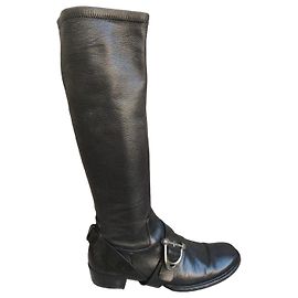 Céline Botas altas de couro preto Preto