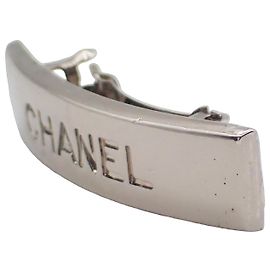 Barrette per capelli Chanel Logo in metallo larga Argento