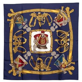 Hermès Hermes Carre 90 GRAND UNIFORME Sciarpa Multicolore Blu navy