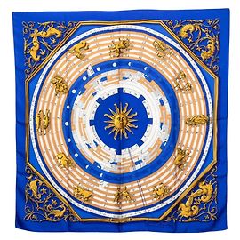 Hermès Hermes Carre 90 DIES ET HORE Astrology Scarf Blu Multicolore