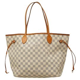 Louis Vuitton Damier Azur Neverfull MM Tote Bag Weiß Andere