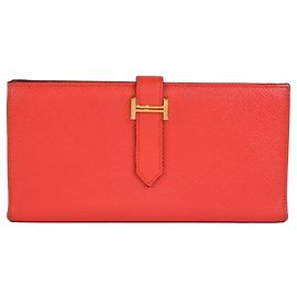Portefeuille long Hermès Bearn Rouge Autre