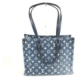 Sac Louis Vuitton Monogram Denim Jacquard On the Go MM Blanc Bleu