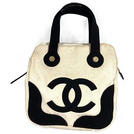 Borsa Tote CHANEL CC Coco Mark Logo Marshmallow Nero Bianco