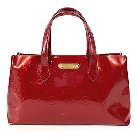 Louis Vuitton Monogram Vernis Wilshire PM Tote Bag Red