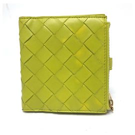 Bottega Veneta Green Leather Bi-fold Wallet Green