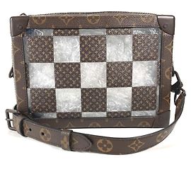 Louis Vuitton Monogram Chess Soft Trunk Pochette Clutch Bag Brown
