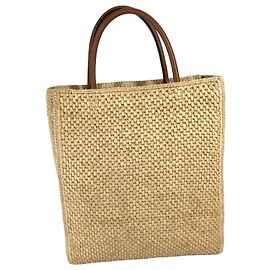 Loewe Raffia Shoulder Tote Handbag Brown Beige