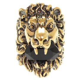 Gucci Lion Head Gold Band Ring Golden