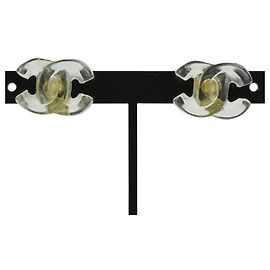 Boucles d'oreilles Chanel Coco Mark Turnlock Plastic Vert