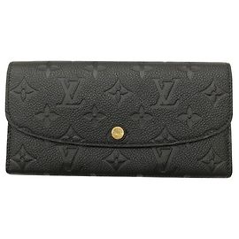 Carteira Louis Vuitton Portefeuille Emilie Monogram Empreinte Preto Bege