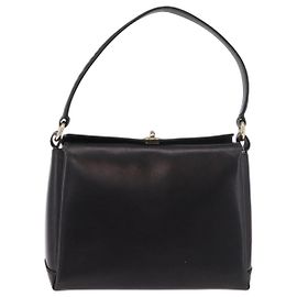 Gucci Vintage Convertible Bamboo Box Leather Small Nero