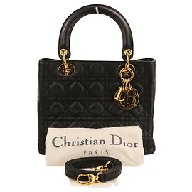 Christian Dior Lady Cannage Leather Handbag Black