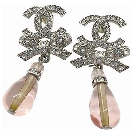 Pendientes Chanel CC Ribbon Plata Rosa
